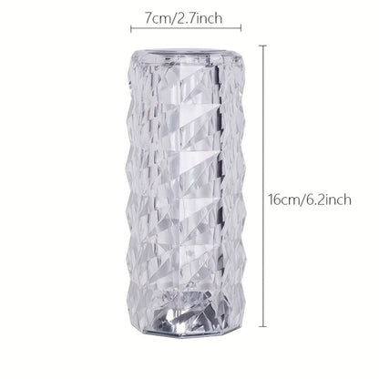 Table Lamp with Diamond-Cut Acrylic Shade, 16 RGB Colors, Remote and Touch Controls, Four Modes