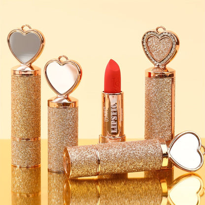 Matte Lipstick Heart-Shaped Design 24H Long-Lasting Velvet Finish — Transfer-Resistant Highly Pigmented Buildable Lip Color, Smooth Application 10 Shades Women Beauty Gift