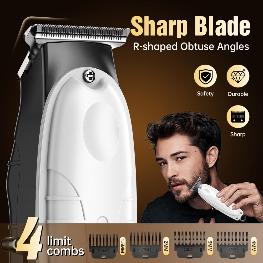 Hair Clippers & Trimmers White Grooming Set with LCD Screens, USB-C Charging and One, Two or Three Pieces