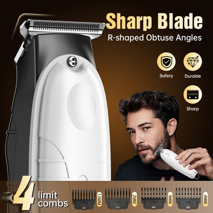 Hair Clippers & Trimmers White Grooming Set with LCD Screens, USB-C Charging and One, Two or Three Pieces