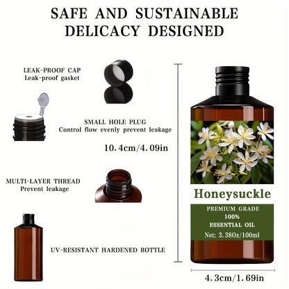Honeysuckle Essential Oil 100% Pure Therapeutic Grade Aromatherapy Diffuser Massage Oil – Hair Skin Nail Care Relaxation Meditation Stress Relief Gift for Men Women 100ml 3.38oz