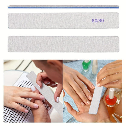 50-Piece Double-Sided Nail File Set in 80/80, 100/100 or 100/180 Grit Options for Acrylic and Gel Nails