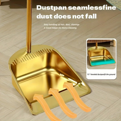 Golden Broom and Dustpan Set with Sectioned Long Handle, Wide Head and Broom-Only or Two-Piece Checkout Options