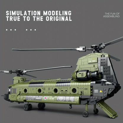 CH-47 Chinook Transport Helicopter Building Block Model with 1,622 Pieces for Adult Aviation Display