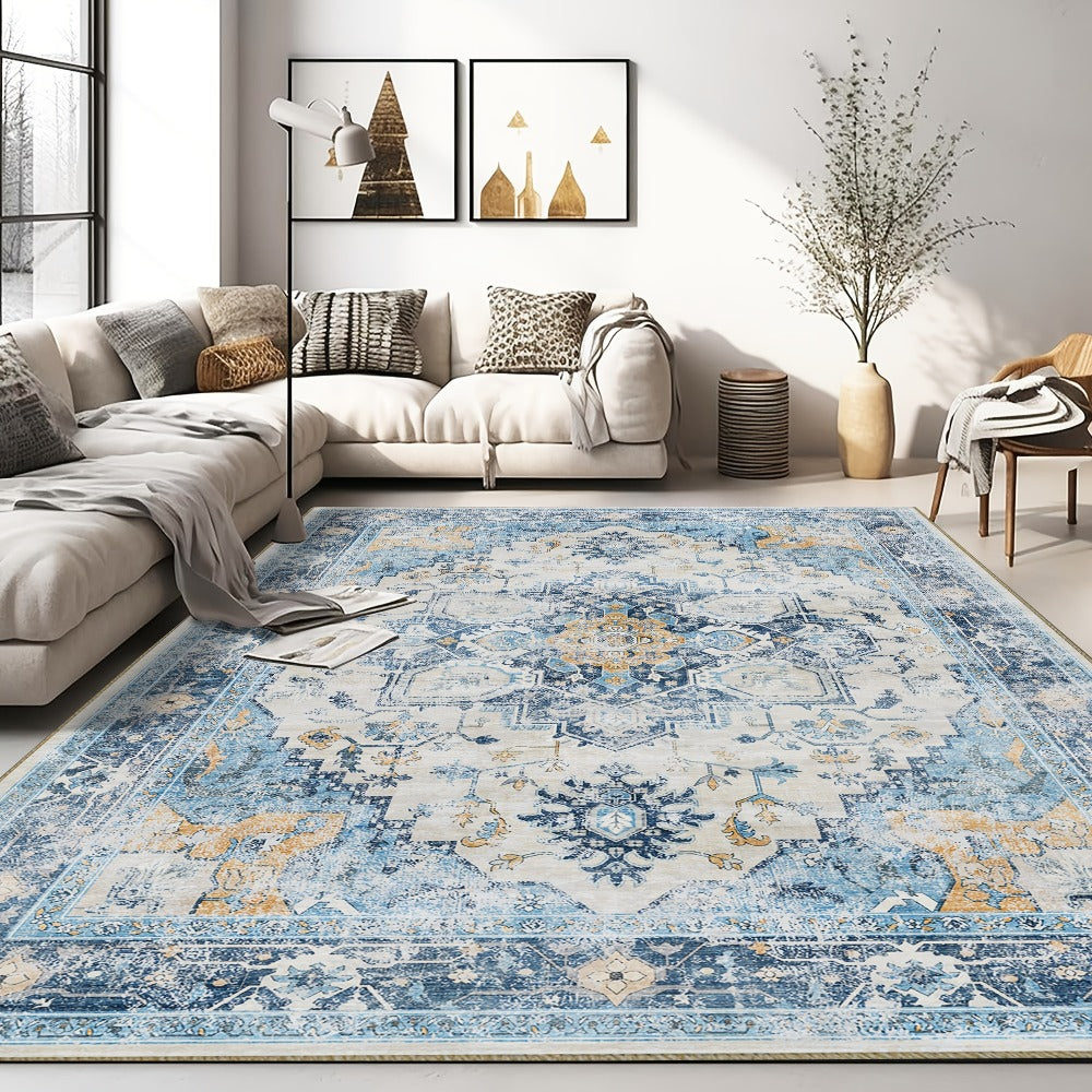 Moroccan and Boho Low-Pile Area Rug in Four Patterns with 59 x 82.6-Inch to 106.2 x 141.7-Inch Sizes
