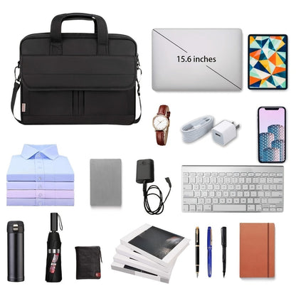 Laptop Bag 15.6-Inch Business Briefcase with Foam Sleeve, Luggage Strap & Multi-Pockets for Work & Travel