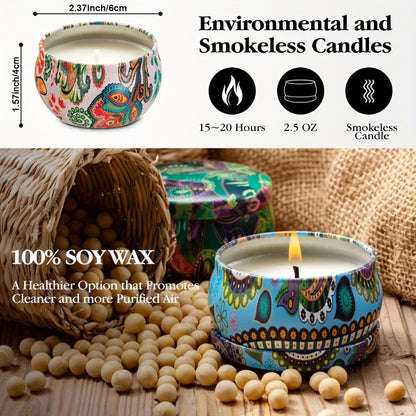 Soy Wax Candles Gift Set 16 Pack - 2.5oz Ham Style Iron Can Candles for Home Decor, Meditation, Yoga, Wedding, Holiday & Emergency Use