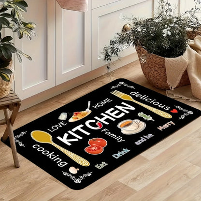 Kitchen Rug Set 3-Piece, Egg Beater Knife & Fork Theme Decorative Kitchen Mats — Soft, Easy-to-Clean Non-Slip Carpet for Kitchen, Dining Room, Bedroom & Bathroom | Fun Cooking Gift
