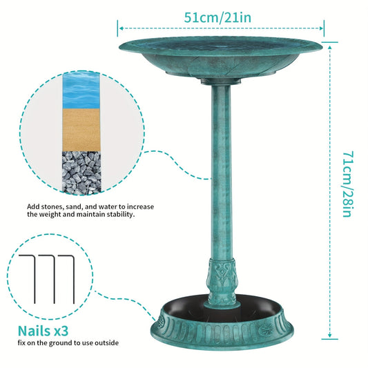 Pedestal Bird Bath Solar Fountain 3.5W Antique Brass Bronze