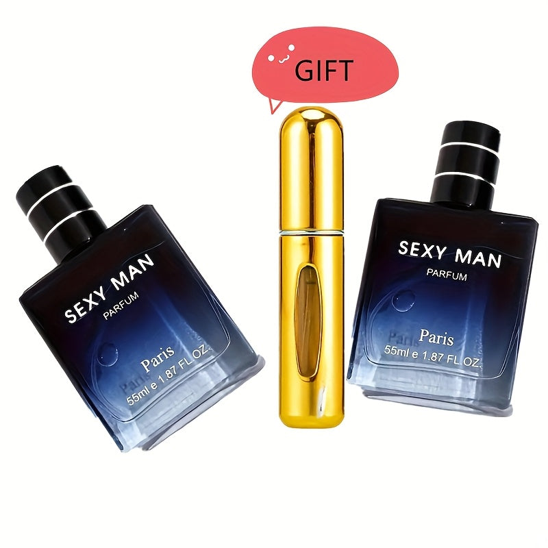 Cologne Spray for Men SEXY MAN Two-Bottle Set with 7054A and 7054B Color Options and Gift Vial