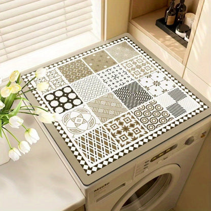 Rectangular Washing Machine Top Mat with Five Mosaic Pattern Checkout Options, 23.62 × 19.69 Inches