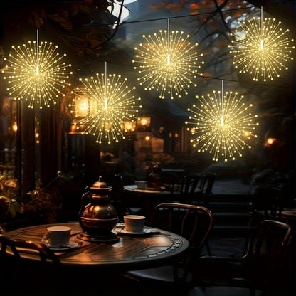 Solar Starburst Lantern Fairy Lights Outdoor 5 Pack 450 LED - Remote & Timer, 8 Modes, Adjustable Brightness