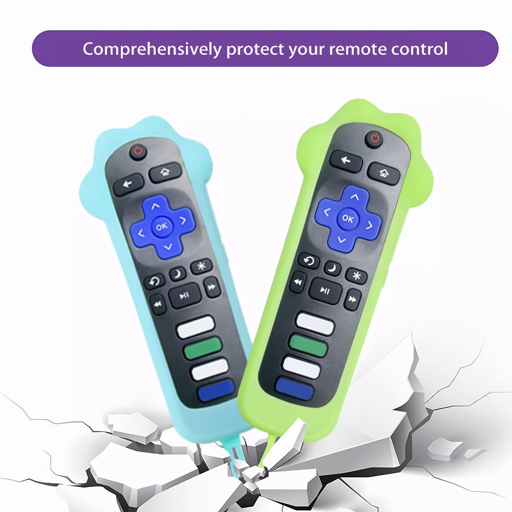 Luminous Green Dog-Paw Remote Control Case with Wrist Loop for Pictured Roku-Style Button Layout