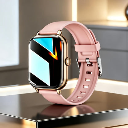 Couple's Set Smartwatch with Voice Assistant – Wireless Calling, Built-in Speaker, Music Control, Fitness Tracker – Matching His & Hers Gift Set Black Pink Silver – iPhone & Android Compatible