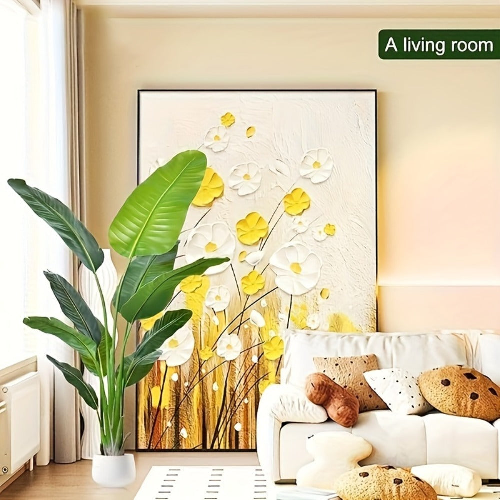 Artificial Bird of Paradise Tree with Broad Green Leaves and Base Pot in 62.99 or 70.87-Inch Heights