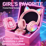 2 Selected Cute Pink Sets: 1 Pink Wireless Earphone + 1 Selected Pink Glowing Earphone