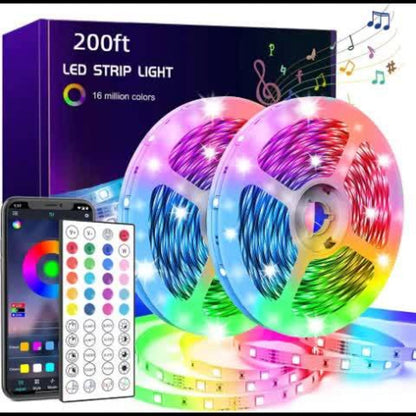100ft RGB LED Strip Light Kit with Two 50ft Rolls, App Control, 44-Key Remote and 24V Adapter