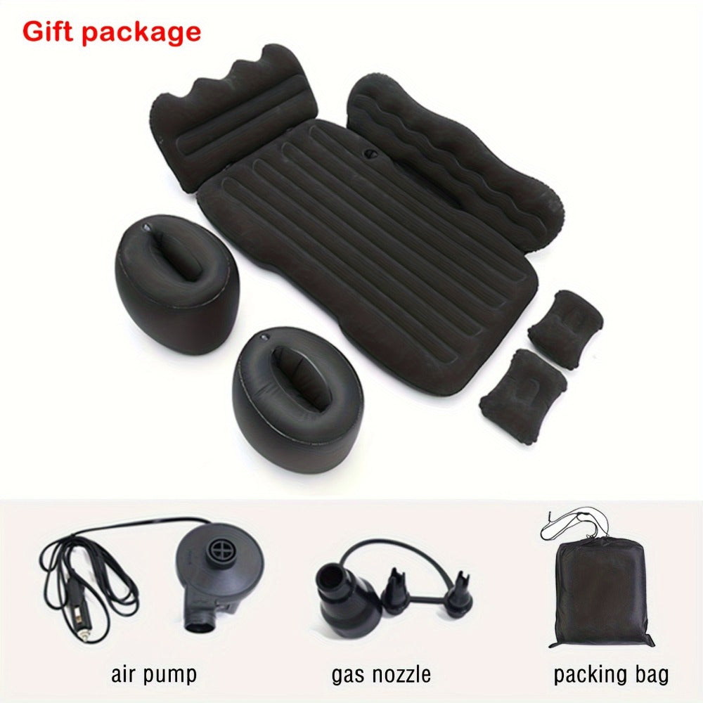 Car Inflatable Mattress for SUV & Sedan – Thickened Back Seat Sleeping Pad with Air Pump & 2 Pillows, Rear Trunk Camping Bed for Road Trips & Overlanding