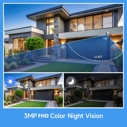 3MP Battery Outdoor Security Camera with Optional Solar Panel and Two- or Four-Camera 64GB Card Kits