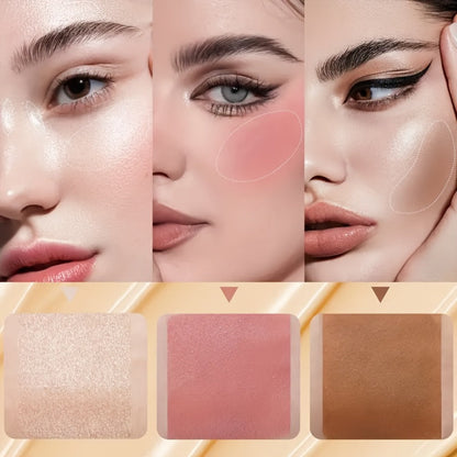 Cream Contour Stick Set 3-in-1 with Blush Highlighter & Bronzer — Squalane Non-Greasy water-resistant extended-wear Sculpting Kit, Matte &