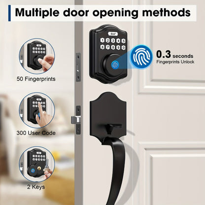 Keypad Deadbolt Lock Fingerprint Keyless Entry – Electronic Door Lock with Code Fingerprint & Key, 300 Users Temporary Code for Front Door Home Office