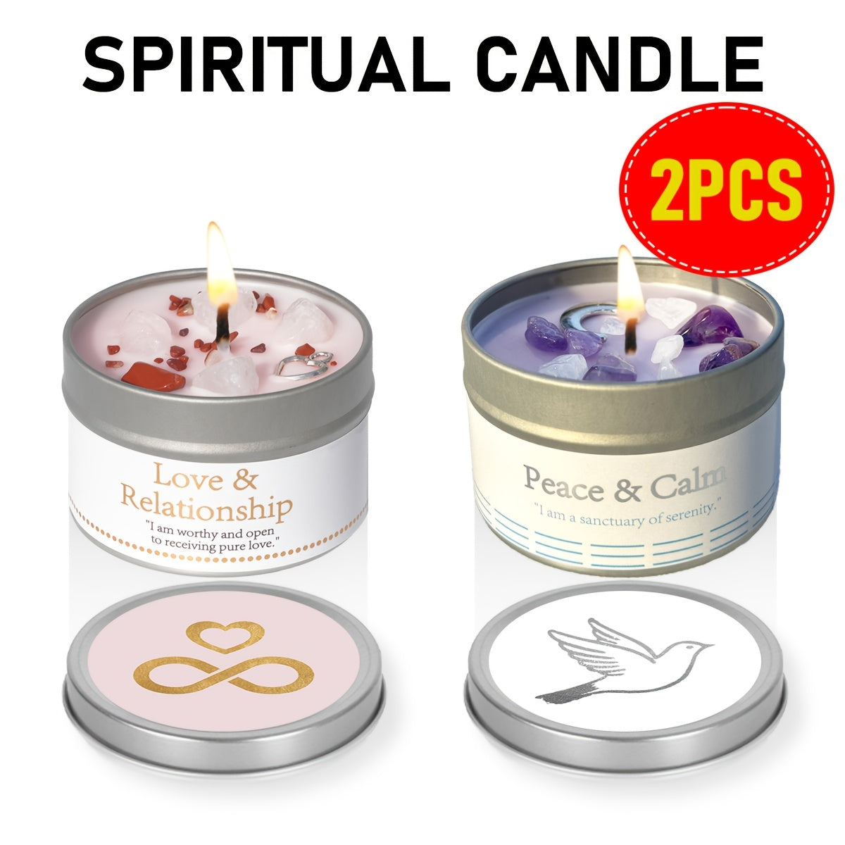 3oz Decorative Tin Candle or Two-Piece Crystal and Guidance Card Set with Multiple Label Pairings