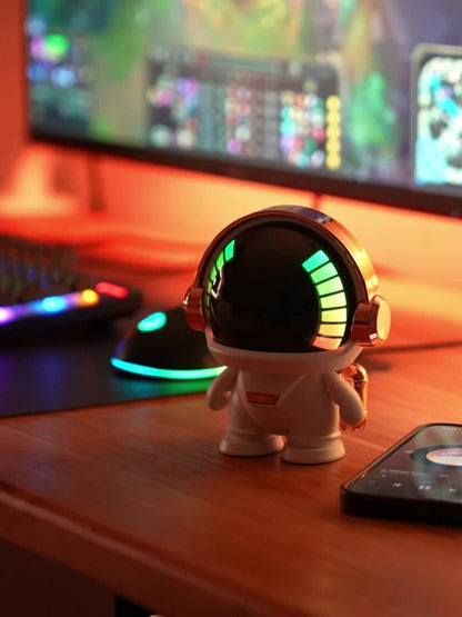 Portable Bluetooth Speaker Astronaut Mini Desktop Design with LED Light and USB Rechargeable Power