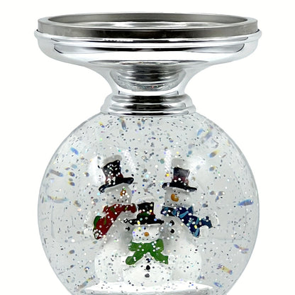Snowman Water Globe Candle Holder Pedestal Compatible with Bath & Body Works 3-Wick Candles - Winter Christmas Centerpiece Table Decor