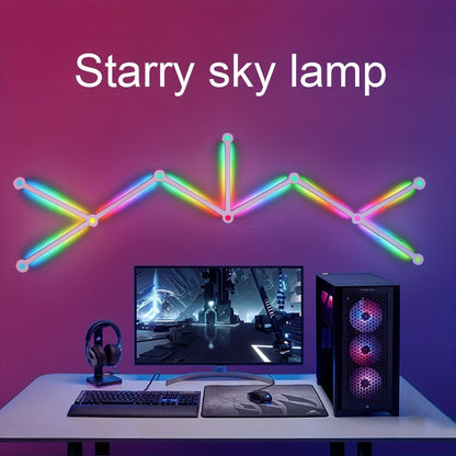Modular LED Atmosphere Light 9pcs Starry Sky RGB – Freely Splicing, Music Sync, App & Voice Control | Gaming Room, Esports, Bedroom & Streaming Wall Decor Ambient Light