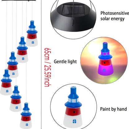 Solar Hanging Lighthouse Light RGB Color Changing – Outdoor Rainbow Solar Lantern for Garden, Patio, Festival & Holiday Decoration, Waterproof Hanging Solar Garden Light