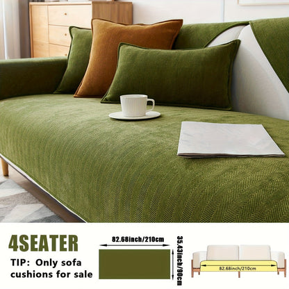 Sofa Cover Ribbed Chenille Stretch Panels with Non-Slip Design for 1 to 4 Seats, Armrests or Cushions