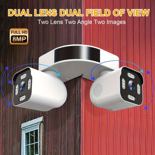 Security Camera 8MP Dual-Lens PTZ Model with 360 Panoramic View, Full-Color Night Vision and IP66