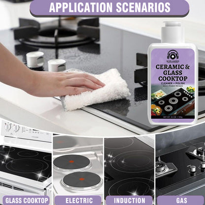 Ceramic Stovetop Cleaner Cream – Heavy Duty Glass Stove Top Cleaning Paste, Removes Burnt-On Grease & Stains, Non-Scratch, Non-Toxic, No Harsh Fumes, Safe for Induction & Electric Cooktops