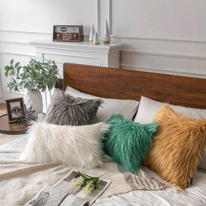 Faux-Fur-Look Throw Pillow Covers, Pack of Two with Zipper Closures and 40 Exact Color-Size Options