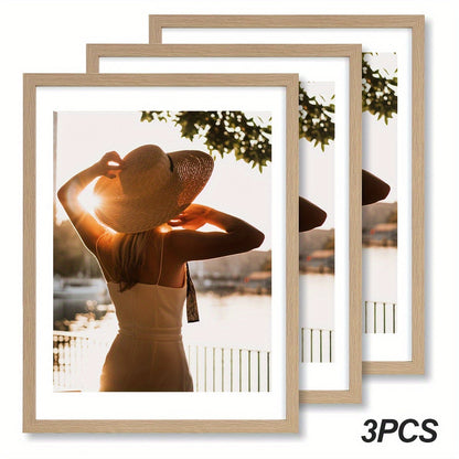 Picture Frames 12x16 Set of 3 – Classic Wood Poster Frames, Horizontal & Vertical Wall Hanging, Multi-Color Options for Bedroom Office Living Room Gallery Wall Decor