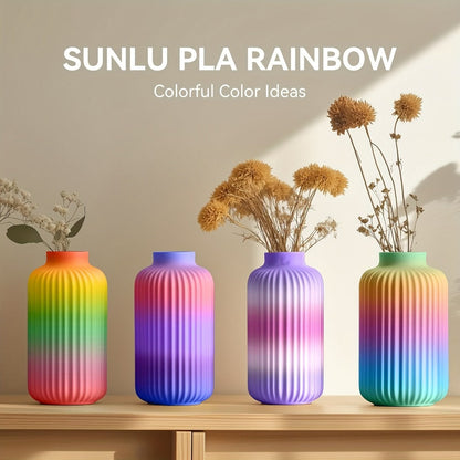 3D Printer Filament SUNLU Rainbow PLA 1.75mm Four-Roll Bundle with 250g Spools and 8m Color-Change Label
