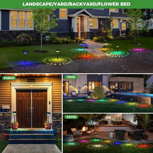 Solar Outdoor Lights 6-Pack IP44 Landscape Stakes with Light Sensor and Color/Warm White Mode