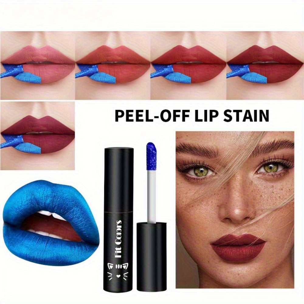 Lip Gloss Set by Fit Colors with 3 Bold Blue Matte Lip Colors and Two Retained Set Options