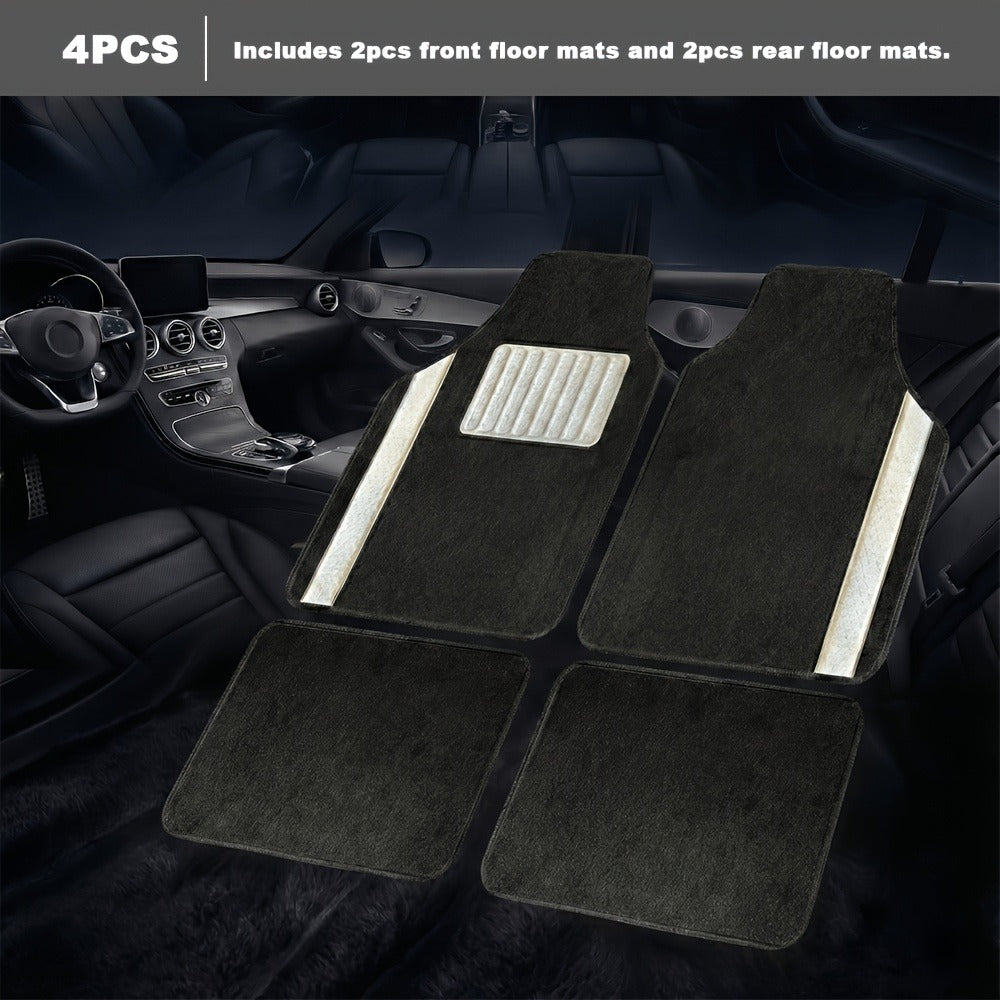 Crystal Bling Car Floor Mats for Women – Sparkling Diamond & Flash Glitter Universal Non-Slip Waterproof Auto Floor Pads, Fashionable Car Interior Accessory, 4/8pcs Set, Great Christmas Gift