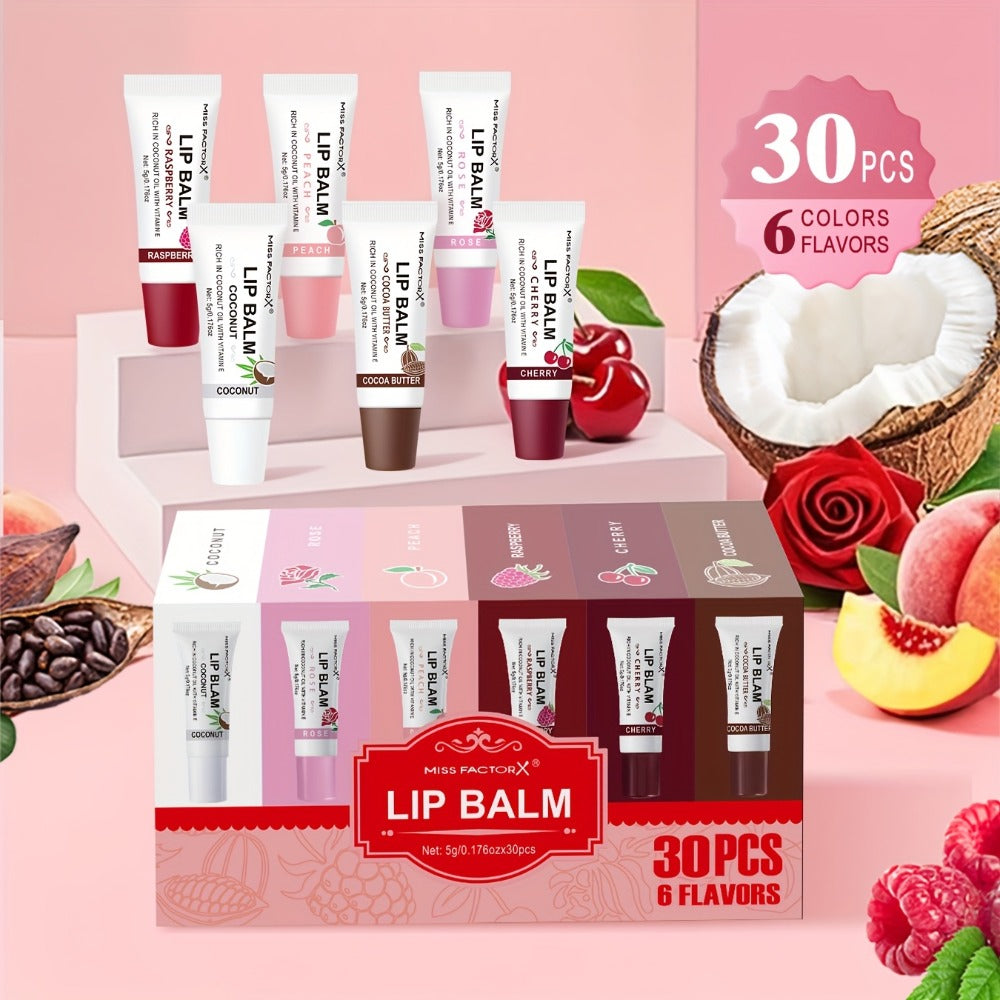 30-Piece Lip Gloss Gift Box Set — 6 Glossy Shades Moisturizing Waterproof Anti-Transfer Liquid Lipstick, High-Shine Long-Lasting Lip Color for Women, Pink Gift Box