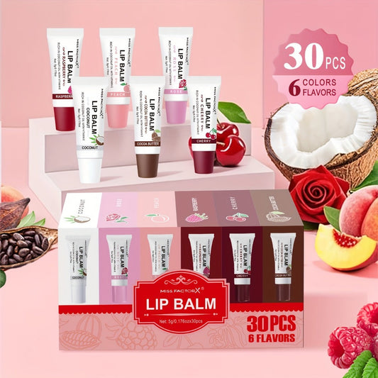 30-Piece Lip Gloss Gift Box Set — 6 Glossy Shades Moisturizing Waterproof Anti-Transfer Liquid Lipstick, High-Shine Long-Lasting Lip Color for Women, Pink Gift Box