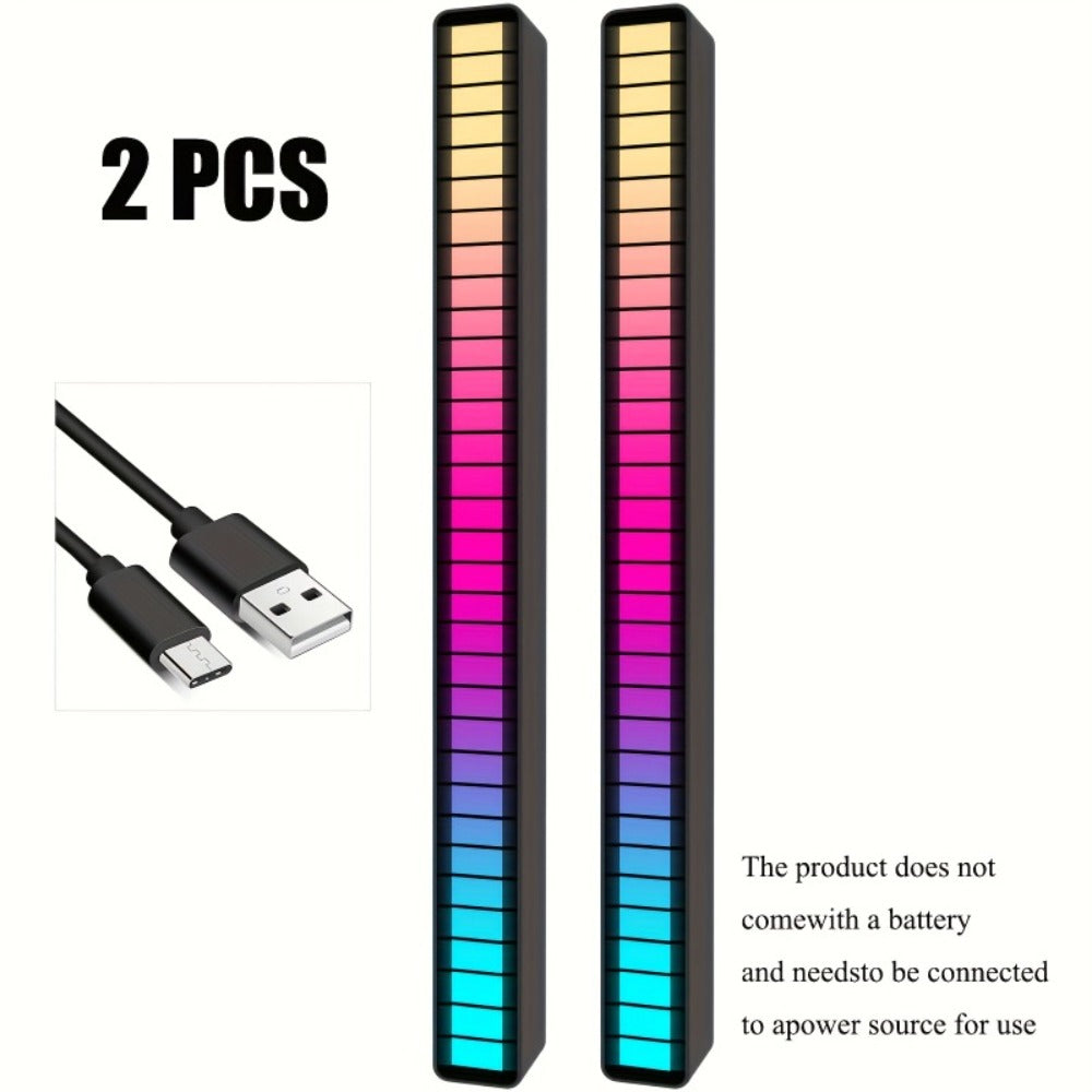 RGB LED Light Bars with Music Sync 2/4 Pack Voice Control USB Powered Smart Rhythm Lights for Gaming for Home, Desk and Accent Lighting