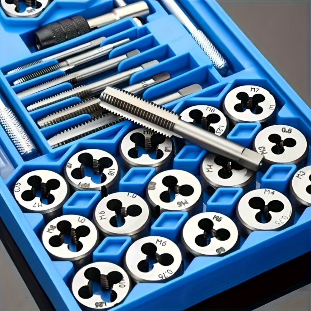 Metric Tap and Die Threading Set with M3 to M12 Sizes in 12- or 40-Piece Storage Case Configurations