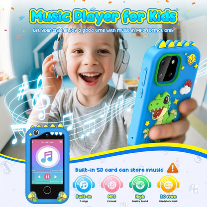 Kids Toy Mobile Phone with Dual Cameras, Touchscreen & MP3 Player – Educational Toy with Games, Alarm Clock & USB Charging, Birthday & Christmas Gift for Boys & Girls