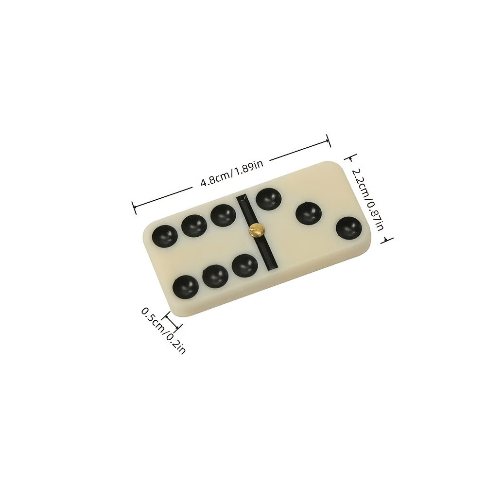 Double-Six Domino Set with 28 Ivory-Style Tiles, Metal Spinners and Brown Storage Case in One or Two Packs