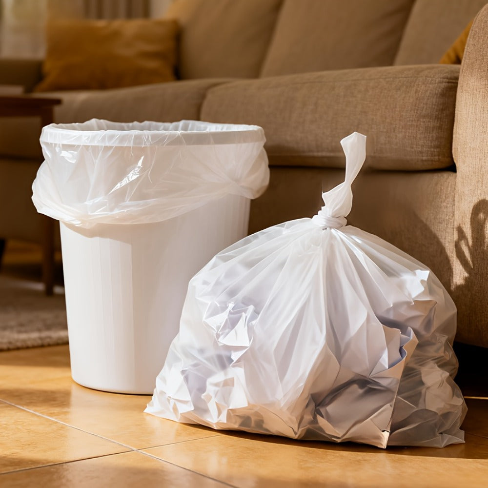 13-Gallon White Garbage Bags in 26, 62 or 104-Count Roll Options for Kitchen, Bathroom and Household Waste Bins