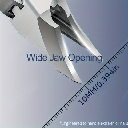 LIAM Wide-Jaw Nail Clipper in Bright Silver with 45-Degree Offset Cutting Edge and Stainless-Steel-Labeled Body