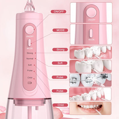 Water Flosser Cordless Five-Mode Design with Five Jet Tips, 1800mAh Battery and Pink or Black Options