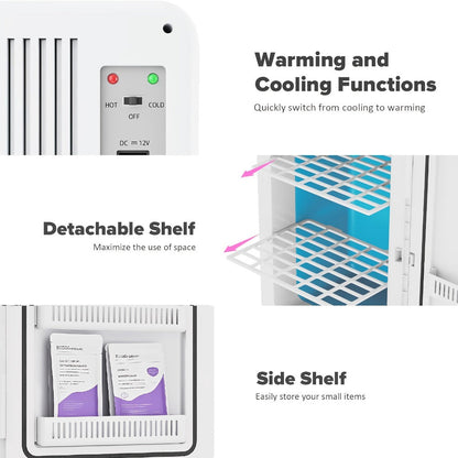 Mini Fridge with Glass Front Door 15.8QT/23.3QT - Portable Cooler and Warmer AC/DC 12V, Small Refrigerator for Bedroom, Office Desk, Car, Dorm, Skincare, Beauty & Makeup, 4 Colors