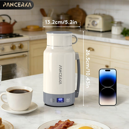 Electric Kettle by PANCERKA, 1L 400W Stainless Steel Interior with Seven Temperature Modes in Green or White